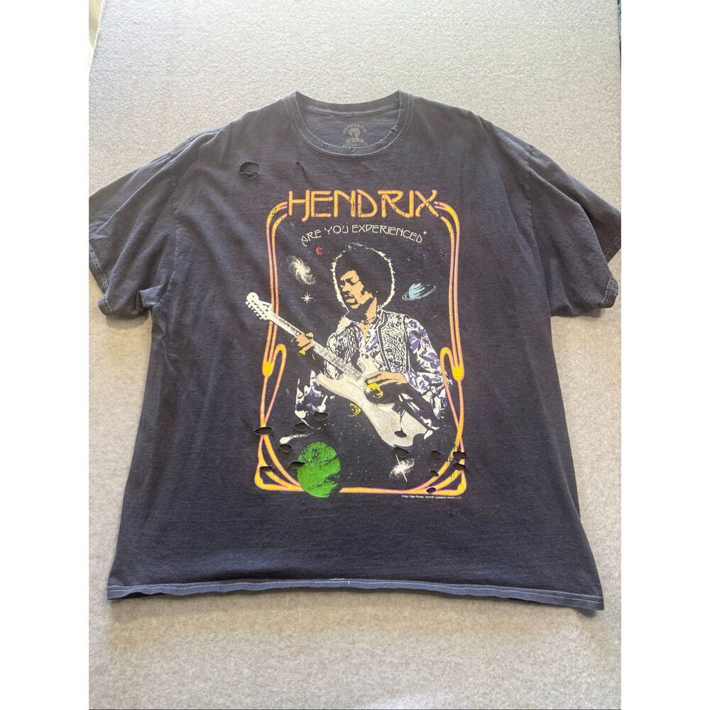 Hendrix are you experienced? Distress by goodie two sleeves navy graphic tee tsh